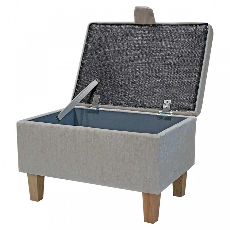 Storage Stool in Pastiche Slub Pearl Fabric SR18001 | Beaumont