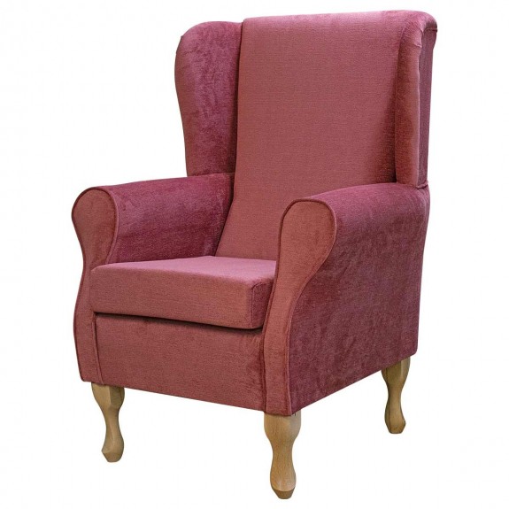 LUXE Standard Wingback Fireside Chair in an AquaClean Scala Rose Fabric