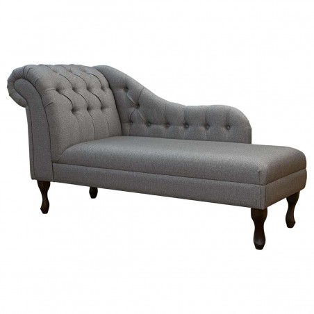 Buttoned Chaise Longue in Dundee Herringbone Marble Fabric | Beaumont