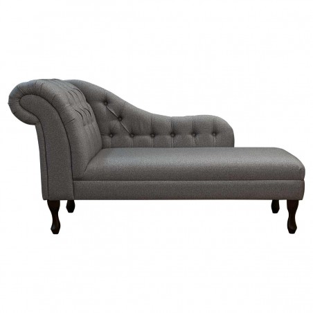 Buttoned Chaise Longue in Dundee Herringbone Marble Fabric | Beaumont