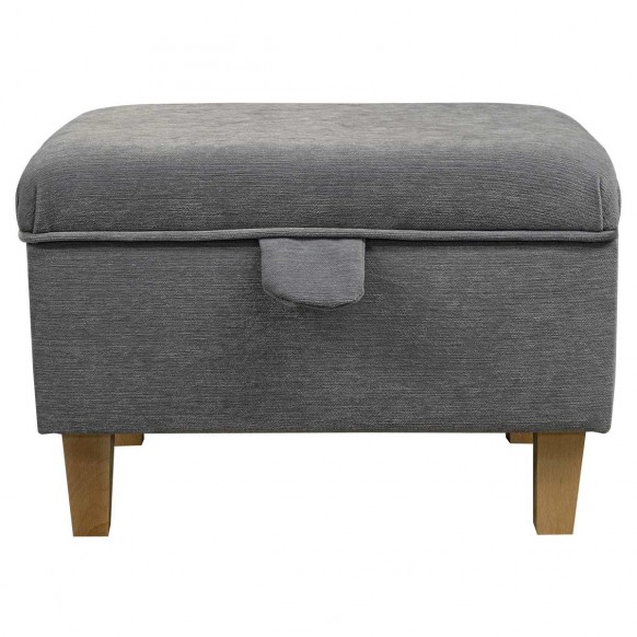 Storage Footstool, Ottoman, Pouffe in a Pimlico Crush Grey Fabric