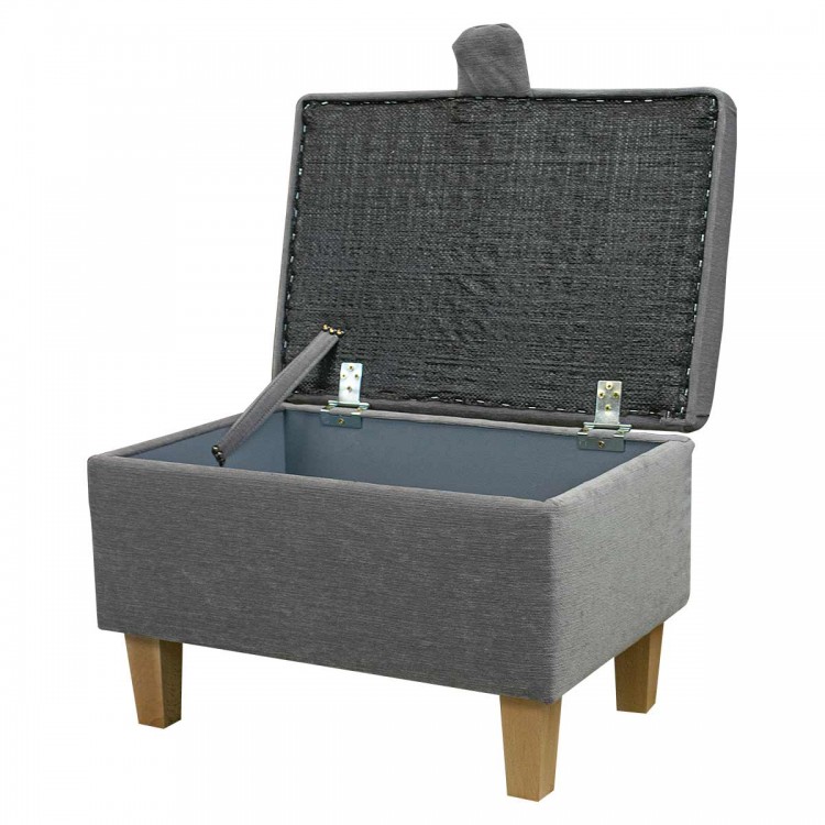 grey herringbone pouffe with storage