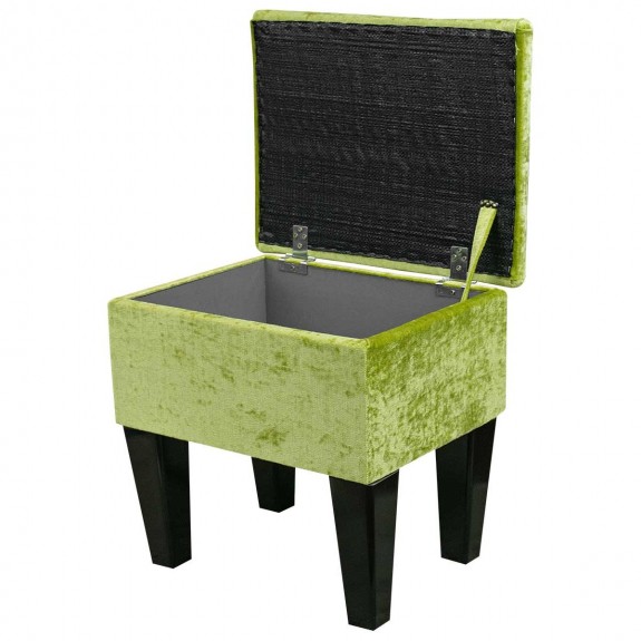 Small Dressing Table Stool in a Pastiche Slub Lime Green Fabric