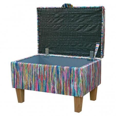 Storage Stool Ottoman in Prints Stripe Multicolour Fabric | Beaumont