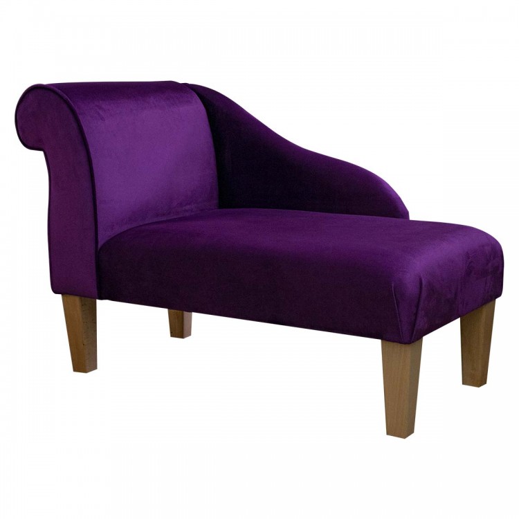 Mini Chaise Longue in Monaco Amethyst Supersoft Velvet Fabric | Beaumont