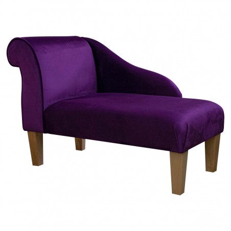 Mini Chaise Longue in Monaco Amethyst Supersoft Velvet Fabric | Beaumont