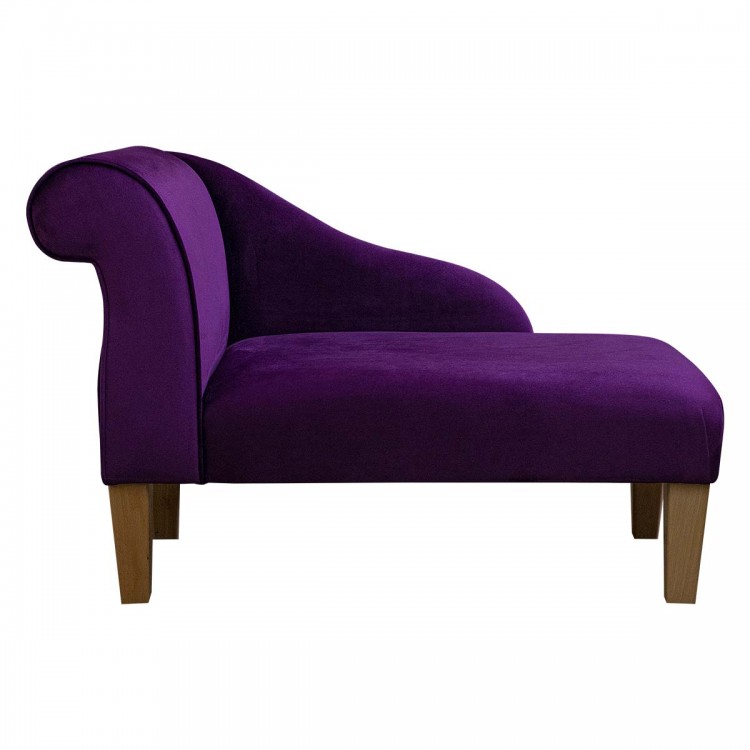 Mini Chaise Longue in Monaco Amethyst Supersoft Velvet Fabric | Beaumont