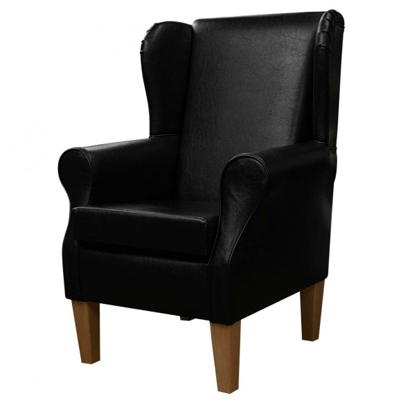 Standard Wingback Fireside Westoe Chair in a Denver Contract Vinyl Smooth Black