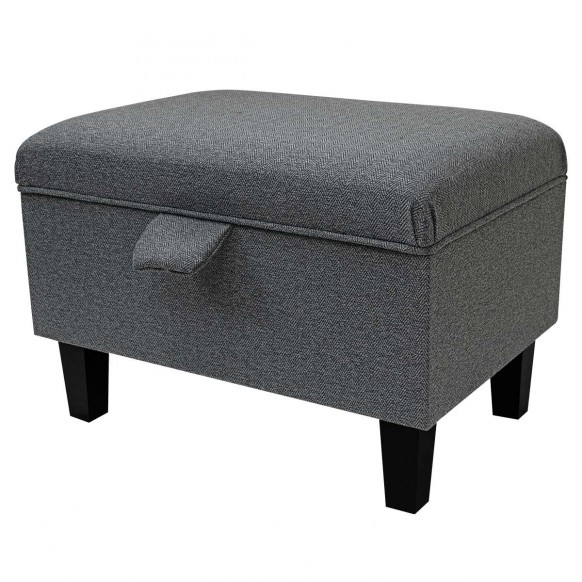 grey herringbone footstool