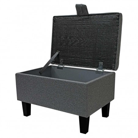 grey herringbone footstool with storage