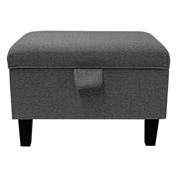 Storage Footstool, Ottoman, Pouffe in a Dundee Herringbone Grey Fabric