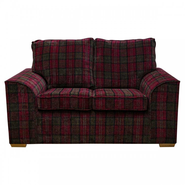 LUXE Dallas Two Seater Sofa in Lana Red Tartan Fabric | Beaumont