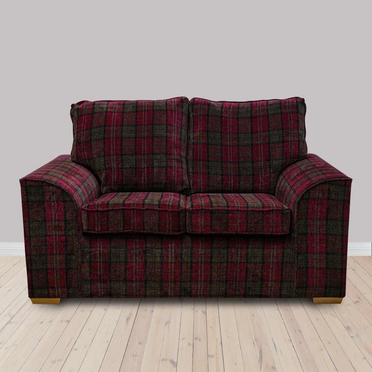 LUXE Dallas Two Seater Sofa in Lana Red Tartan Fabric | Beaumont