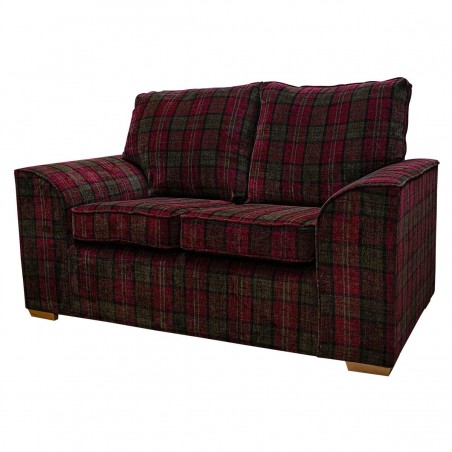 LUXE Dallas Two Seater Sofa in Lana Red Tartan Fabric | Beaumont