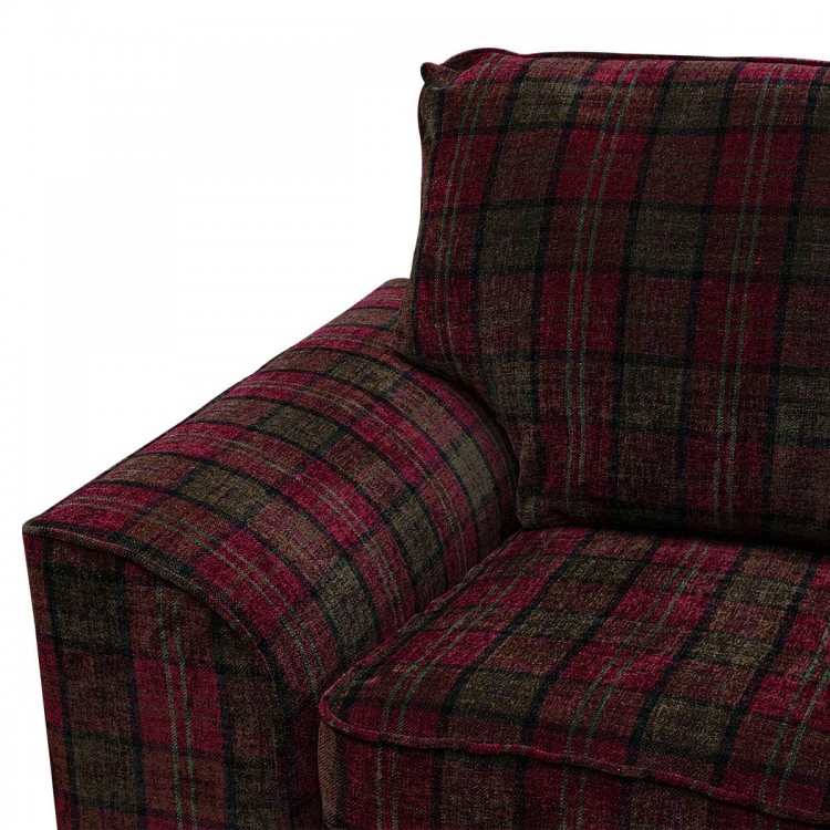 LUXE Dallas Two Seater Sofa in Lana Red Tartan Fabric | Beaumont