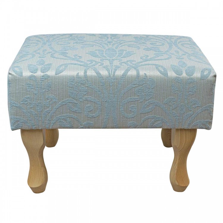 Small Footstool in a Woburn Medallion Blue Fabric SR17051 | Beaumont