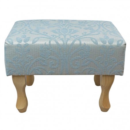 Small Footstool in a Woburn Medallion Blue Fabric SR17051 | Beaumont