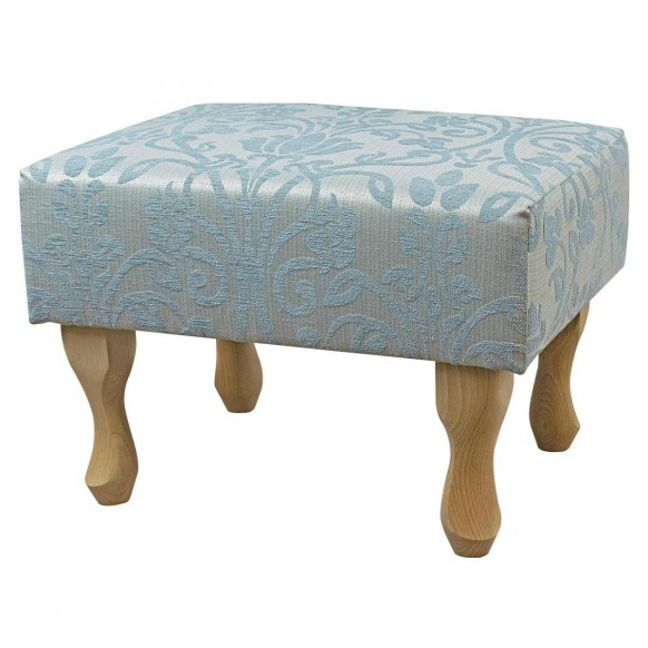 Small Footstool in a Woburn Medallion Blue Fabric SR17051 | Beaumont