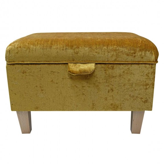 Storage Footstool, Ottoman, Pouffe in a Pastiche Slub Mustard Fabric