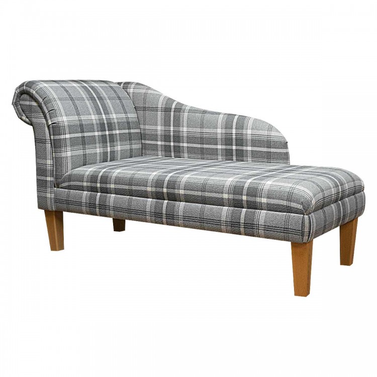 Chaise Longue in Balmoral Dove Tartan Fryetts Fabric | Beaumont