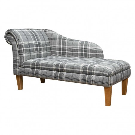 Chaise Longue in Balmoral Dove Tartan Fryetts Fabric | Beaumont