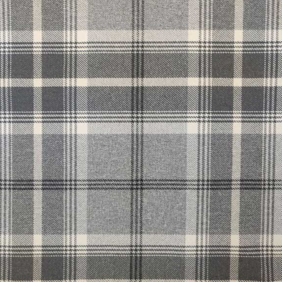 LUXE 56" Medium Chaise Longue in a Balmoral Dove Grey Tartan Fabric