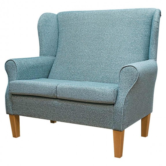 2 Seater Wingback Sofa in an AquaClean Wicklow Mint Fabric | Beaumont