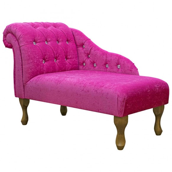 Mini Buttoned Chaise Longue in Pimlico Crush Fuchsia Fabric | Beaumont