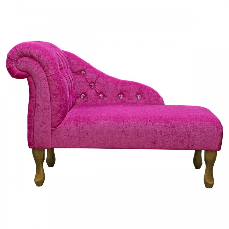 Mini Buttoned Chaise Longue in Pimlico Crush Fuchsia Fabric | Beaumont
