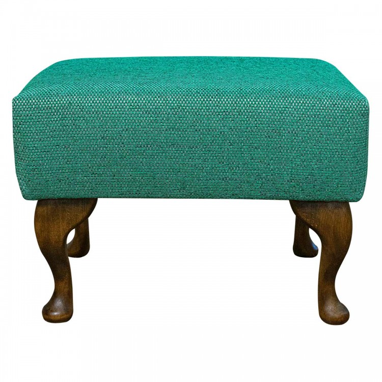 Small Footstool in AquaClean Oban Jade Fabric SR19003 | Beaumont