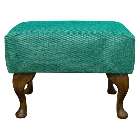 Small Footstool in AquaClean Oban Jade Fabric SR19003 | Beaumont