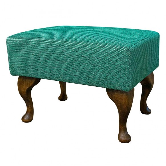 Small Footstool in AquaClean Oban Jade Fabric SR19003 | Beaumont