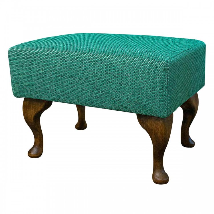 Small Footstool in AquaClean Oban Jade Fabric SR19003 | Beaumont