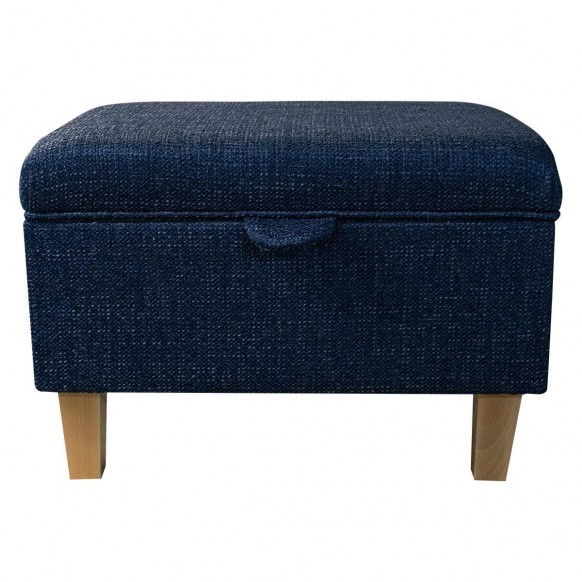 Storage Stool Ottoman in a Ponte Plain Midnight Metallic Fabric