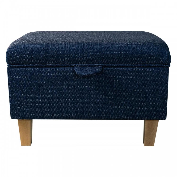 Storage Ottoman in Ponte Plain Midnight Metallic Fabric | Beaumont