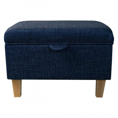 Storage Ottoman in Ponte Plain Midnight Metallic Fabric | Beaumont