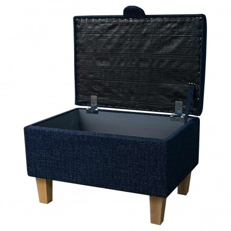 Storage Ottoman in Ponte Plain Midnight Metallic Fabric | Beaumont