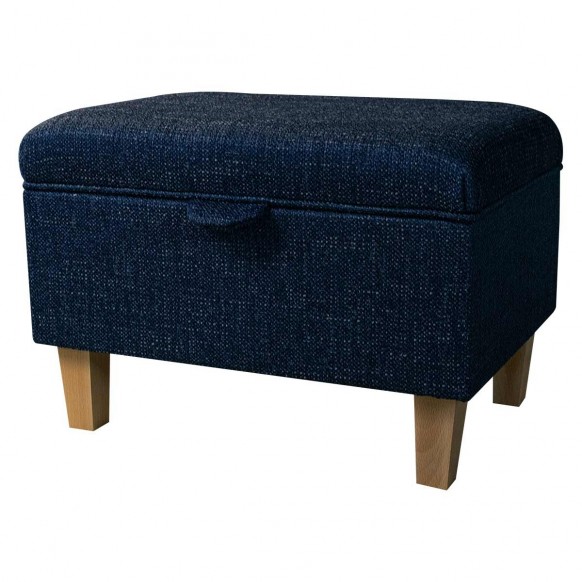 Storage Ottoman in Ponte Plain Midnight Metallic Fabric | Beaumont