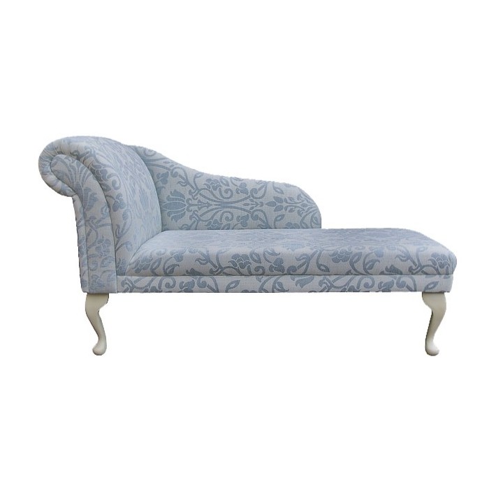 52" Classic Style Chaise Longue in a Medallion Blue Fabric - 17051
