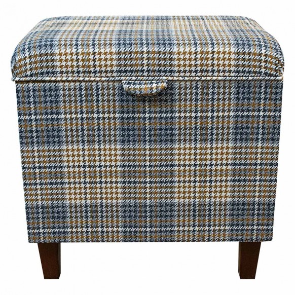 Tall Storage Footstool Box, Ottoman, Pouffe in a Bologna Tartan Sandalwood Fabric