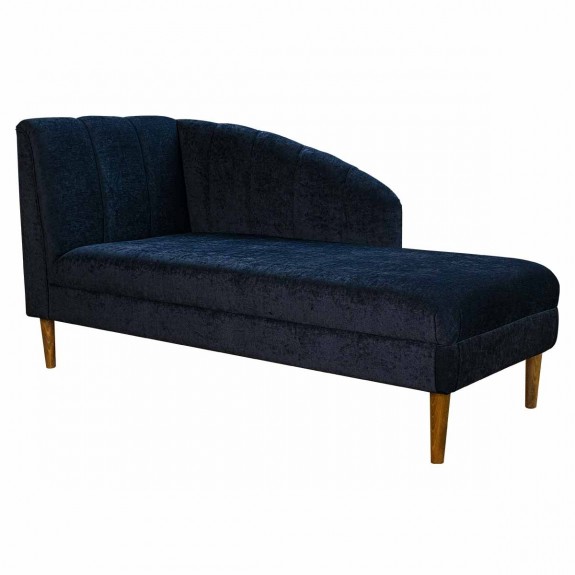 Seashell Chaise Longue Daybed in Pimlico Crush Navy Fabric | Beaumont