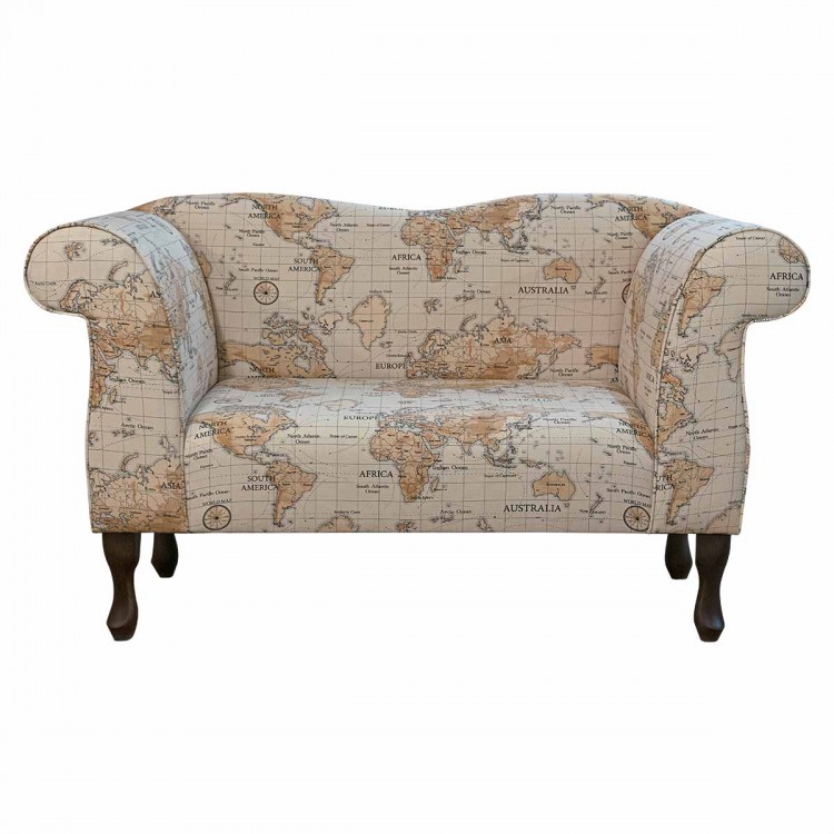 Small Chaise Sofa in Maps Multi 100% Cotton Fabric | Beaumont