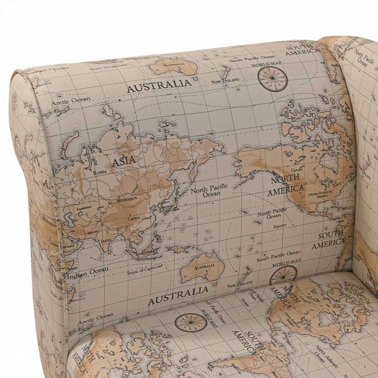 Small Chaise Sofa in Maps Multi 100% Cotton Fabric | Beaumont