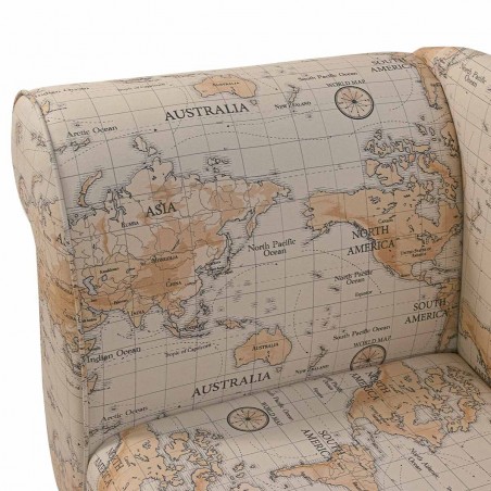 Small Chaise Sofa in Maps Multi 100% Cotton Fabric | Beaumont