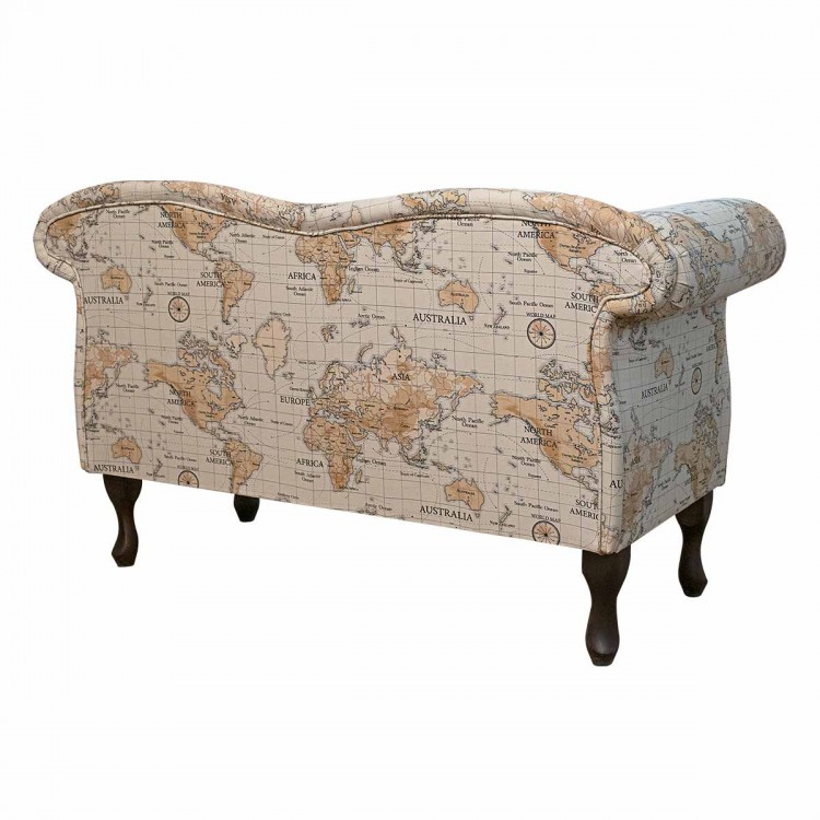 Small Chaise Sofa in Maps Multi 100% Cotton Fabric | Beaumont