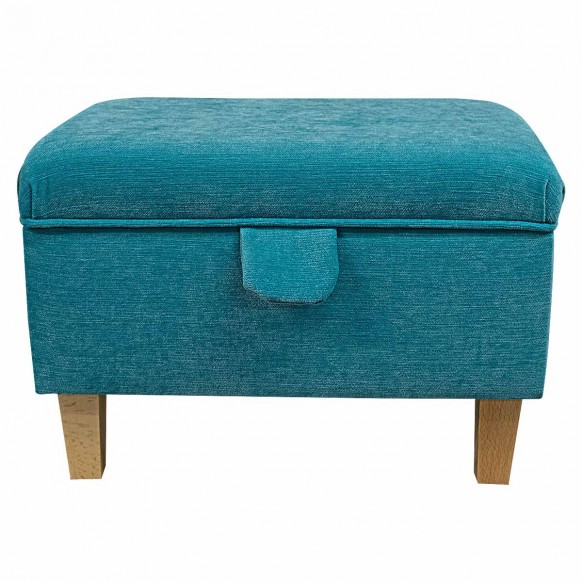 Storage Footstool, Ottoman, Pouffe in a Pimlico Crush Azure Fabric