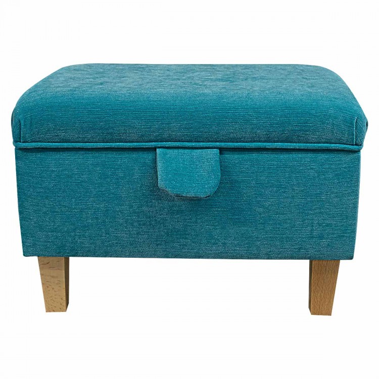 Storage Stool in Pimlico Crush Azure Fabric SR16012 | Beaumont