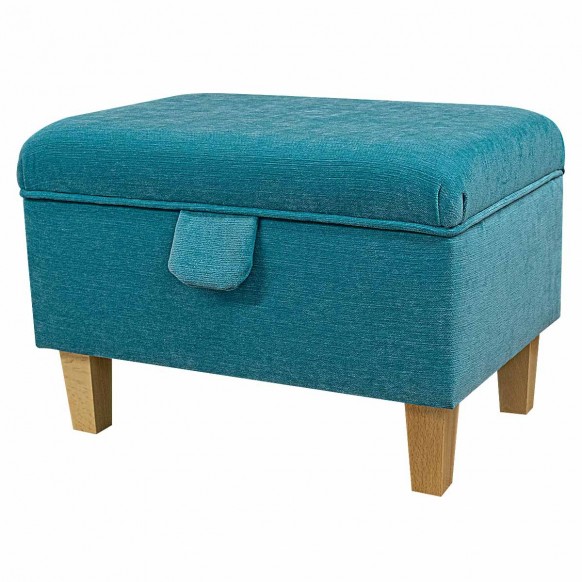 Storage Stool in Pimlico Crush Azure Fabric SR16012 | Beaumont