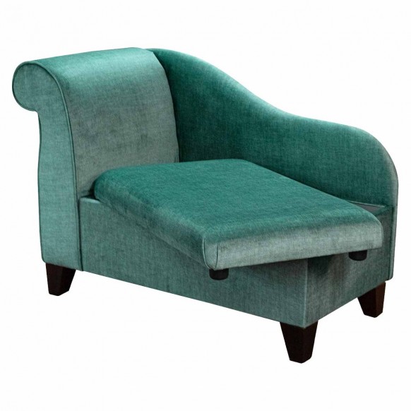 Storage Chaise Longue in Destino Peacock Easyclean Velvet | Beaumont