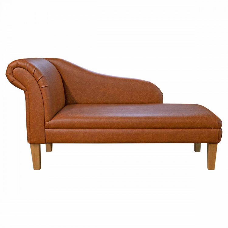 Chaise Longue in Porto Toffee Leather Vinyl | Beaumont